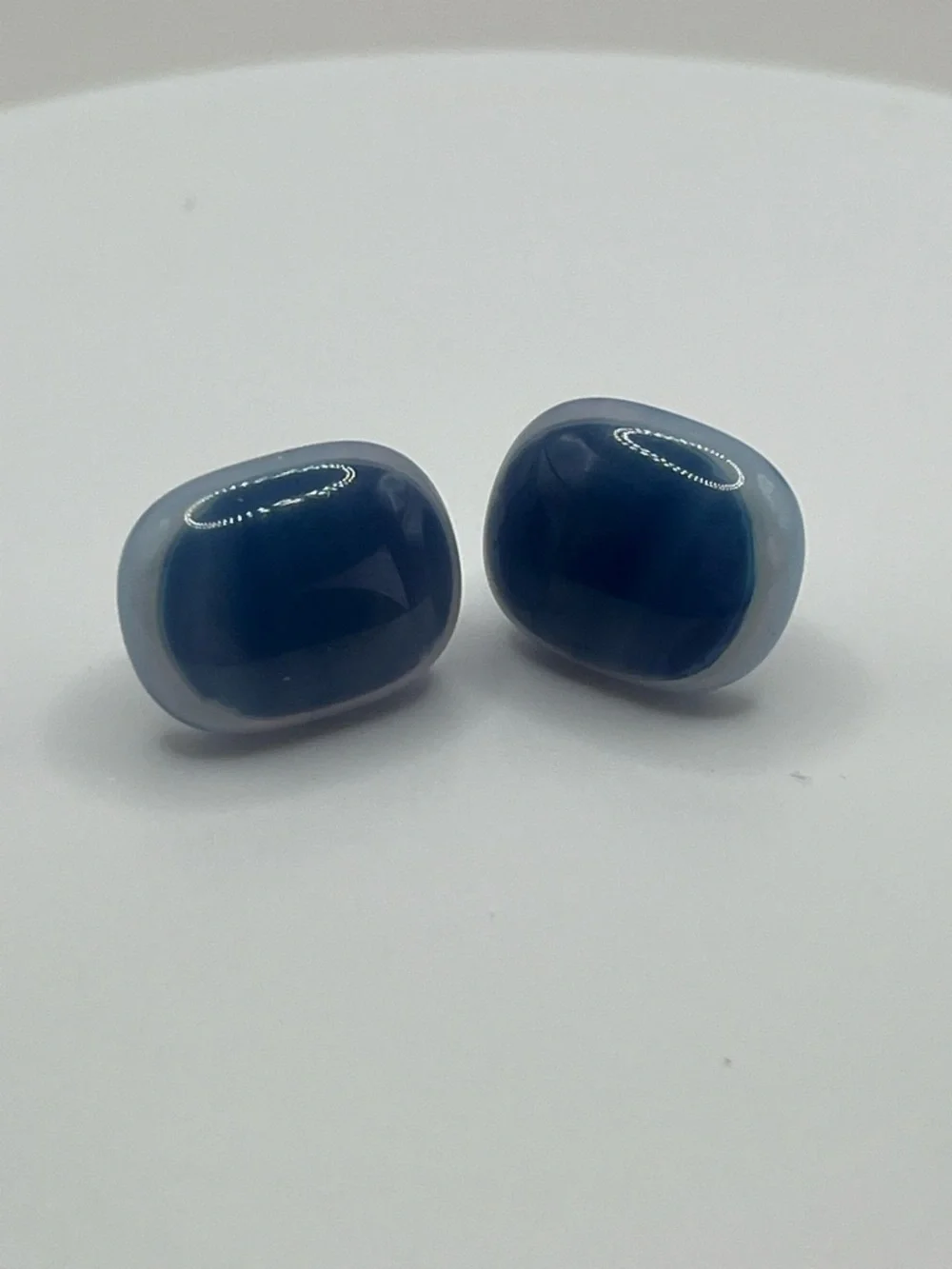Blue Glass Stud Earrings